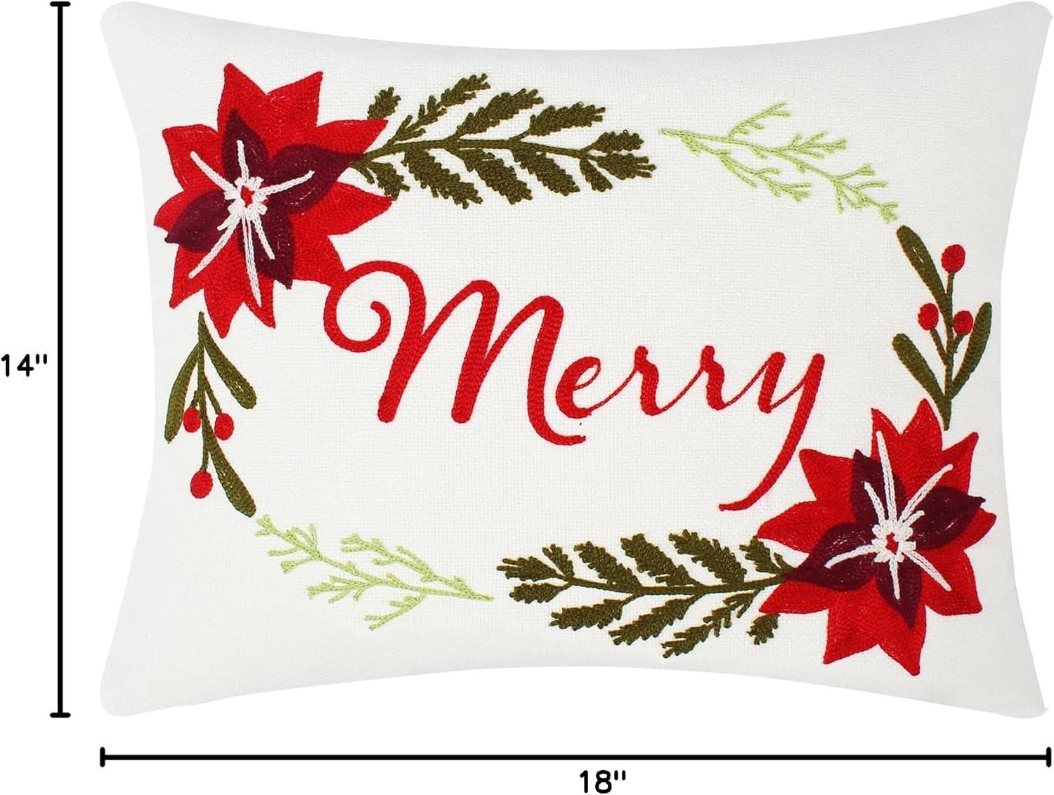 Villa Lugano Sleigh Bells by Levtex Home - Decorative Pillow (14x18in.) - Season's Greetings - Red, White, Green