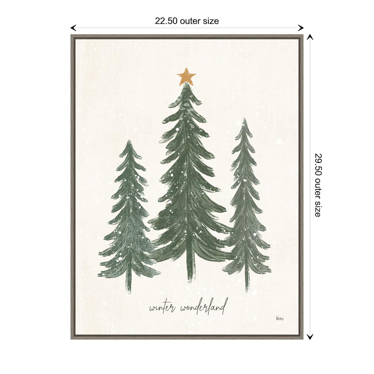 Amanti Art Woodland Christmas Trees by Veronique Charron Canvas Wall Art Print Framed 23 x 30-in.