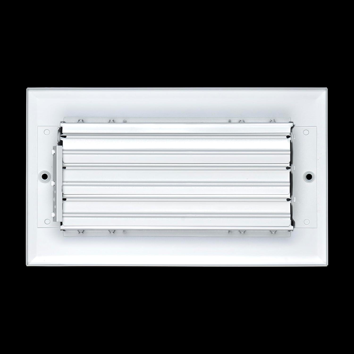 Fits 8x4 Duct Opening Aluminum 3-WAY Adjustable Air Supply Grille by Handua | Curved Blade Register Vent Cover for Sidewall & Ceiling | White | Outer Size: 9.75" X 5.75"