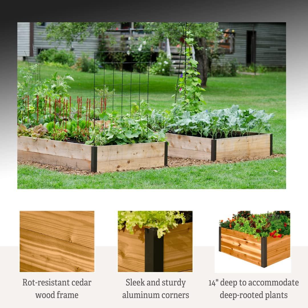 Rustic Cedar Raised Garden Bed with Aluminum Corners