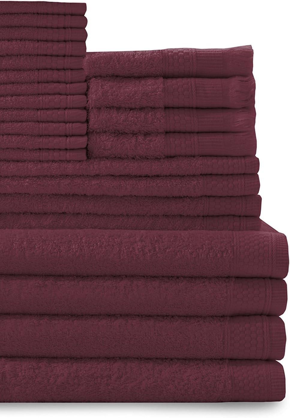 Crimson Cotton 24-Piece Bath Towel Set