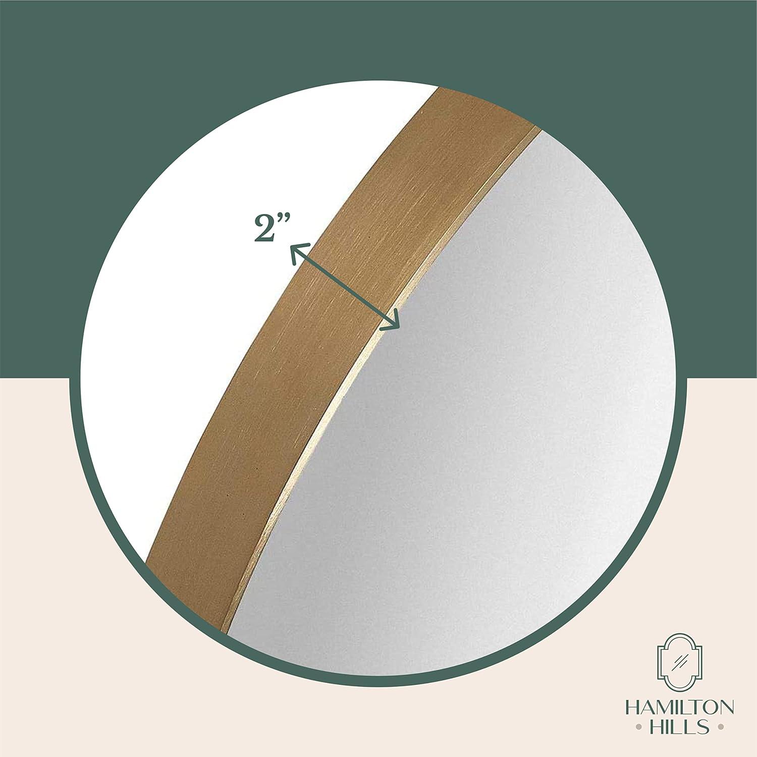 Hamilton Hills Contemporary Brushed Metal Gold Wall Mirror Glass Panel Gold