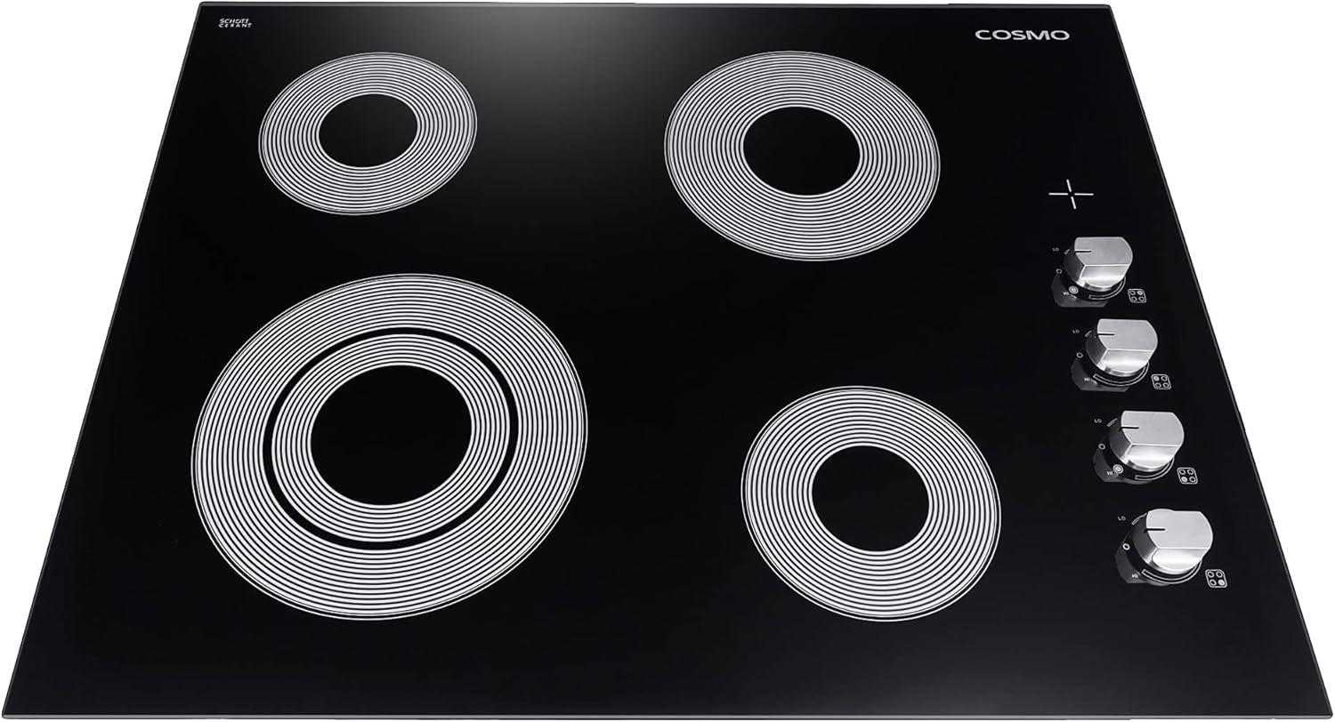 24 in. Electric Ceramic Glass Cooktop with 4 Elements, Dual Zone Element, Hot Surface Indicator Light and Control Knobs