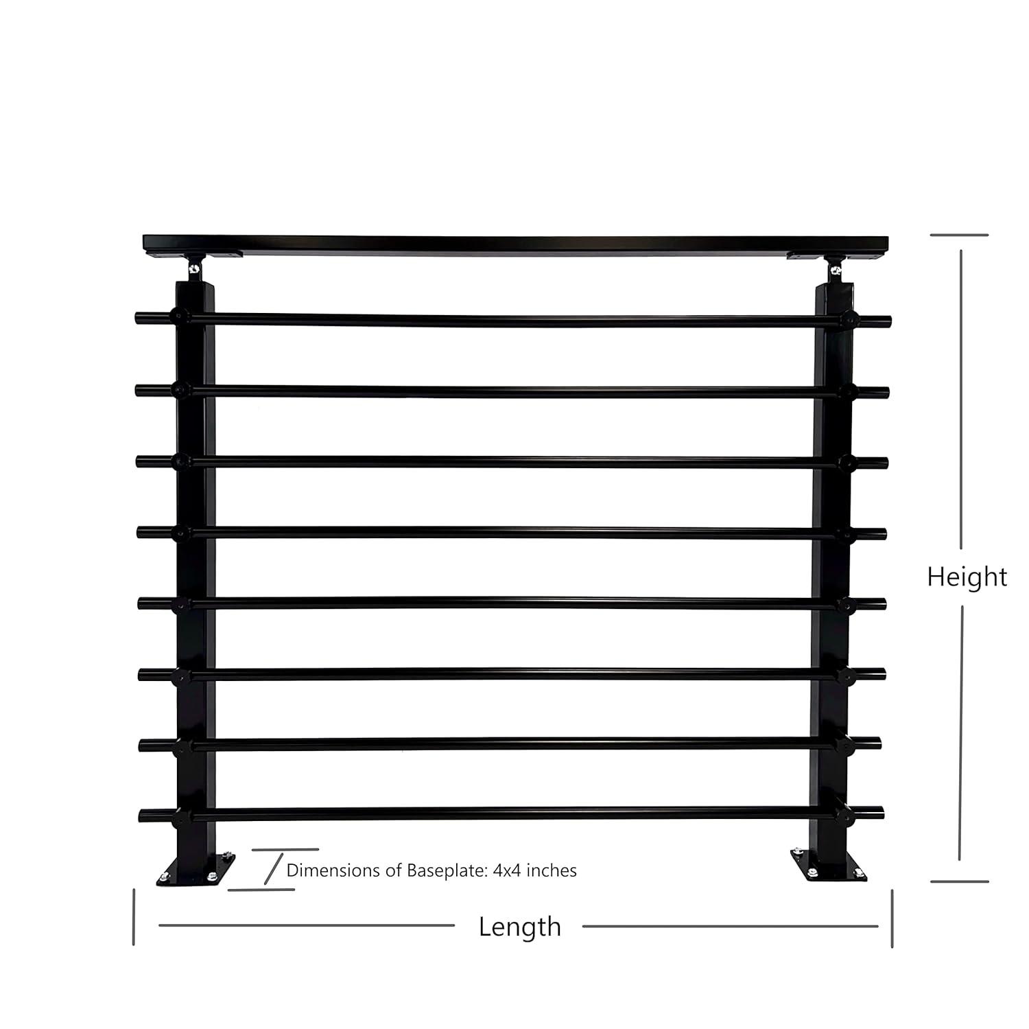 Concept Fusion Modern Horizontal Adjustable Railing Banister System for Staircases Balconies and Decks Complete Guard Railing Kit