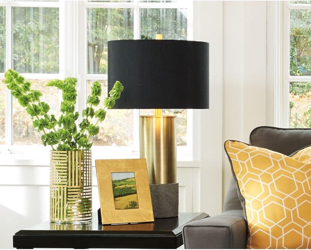 Signature Design by Ashley Contemporary Jacek Table Lamp (Set of 2)  Gray/Brass Finish