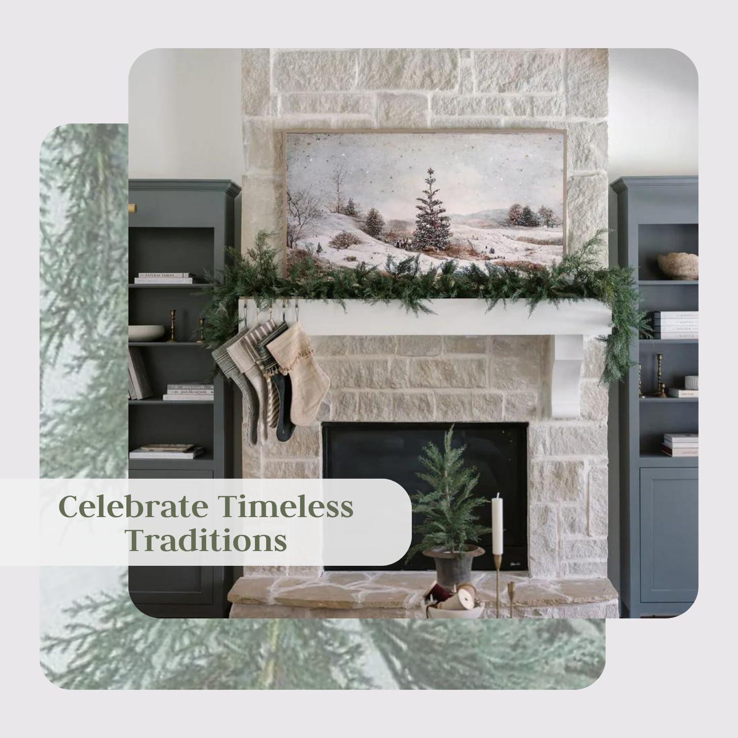 9' Green Faux Cedar Christmas Garland Runner