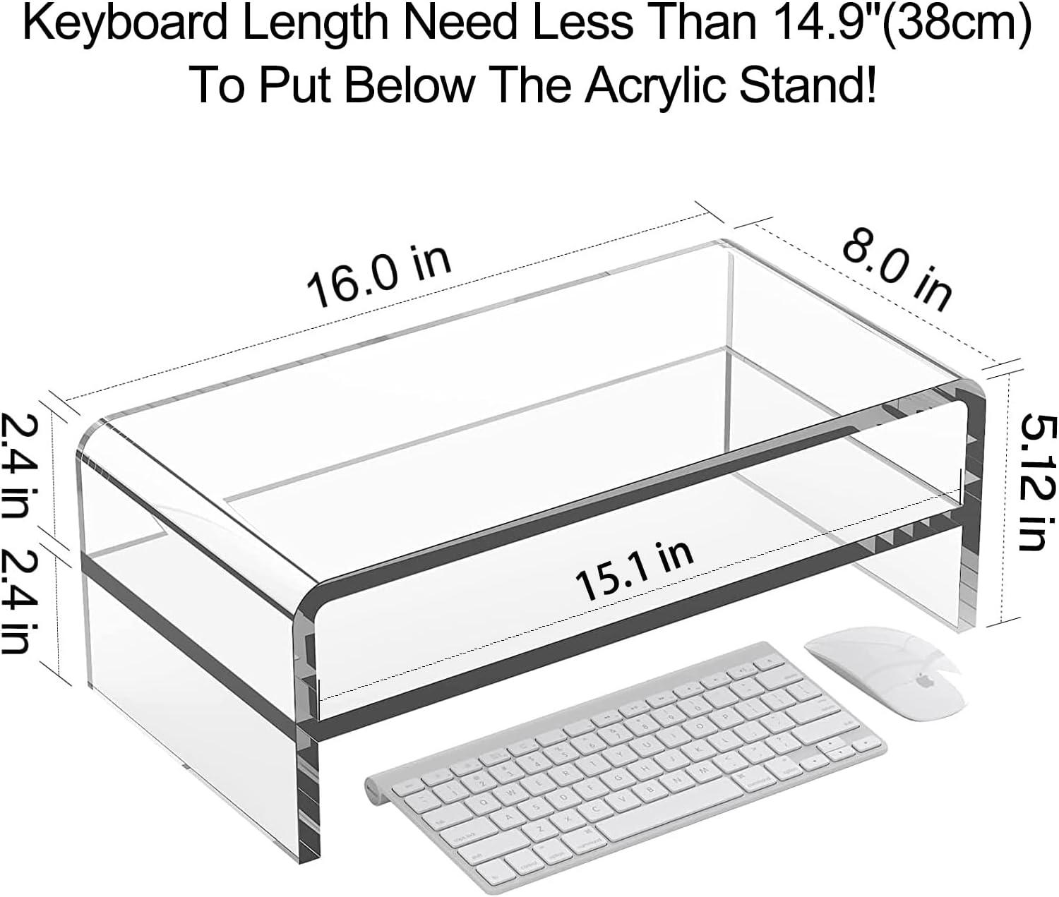 Clear Acrylic 2-Tier Monitor Stand Riser with Storage