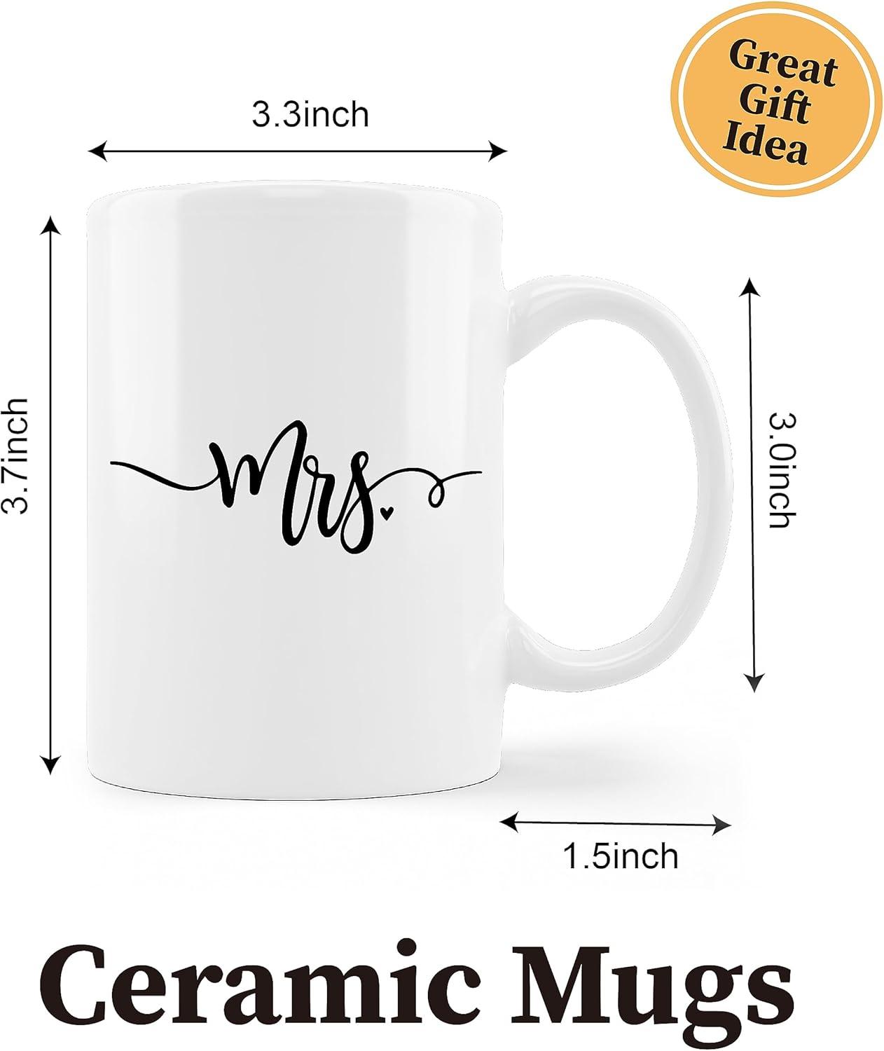 TraQunn Mr and Mrs Coffee Mugs Set Mr and Mrs Gifts Wedding Gifts for Couple Married Couple Gifts Bridal Shower Engaged Couples Engagement Wedding Anniversary Matching Mugs 11 Ounce