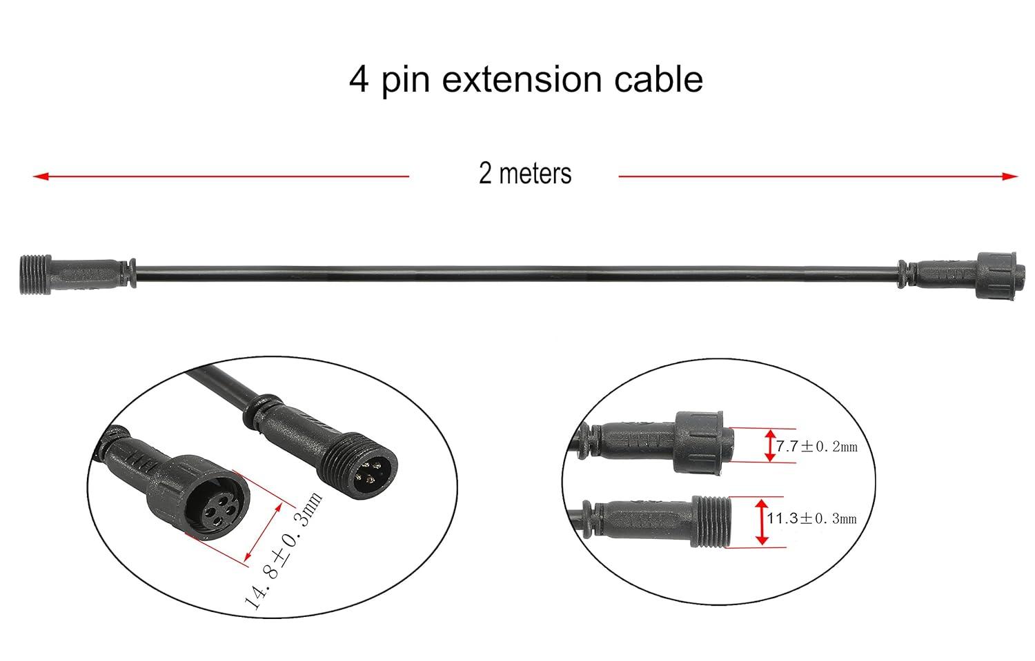 FVTLED Pack of 5, 2m 6.56ft 4Pin Extension Cable Wire with Male and Female Connectors at Both Ends Only RGB Multi-Color LED Deck Light