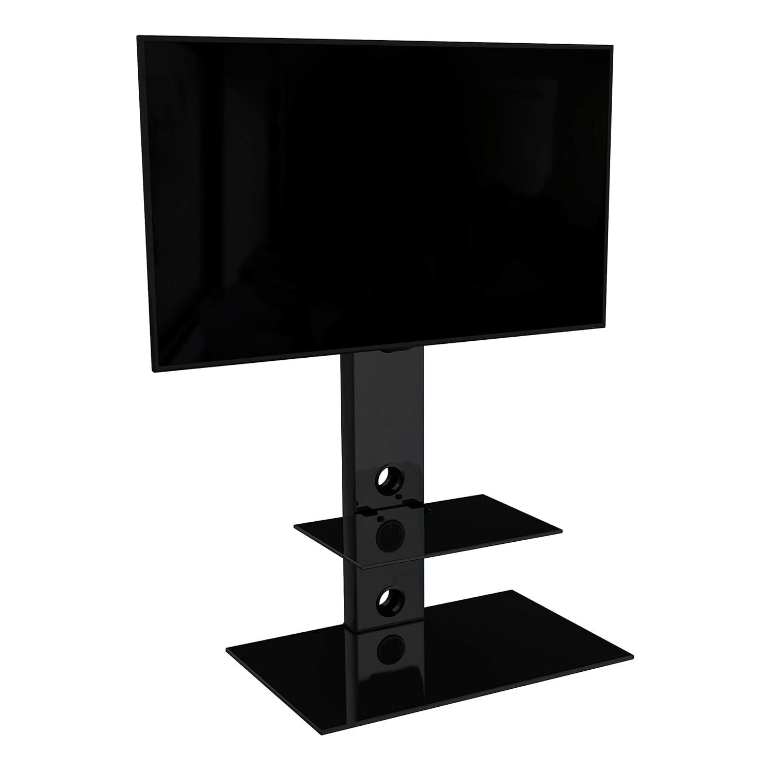 Lesina Gloss Black Tempered Glass Corner TV Stand with Cabinet