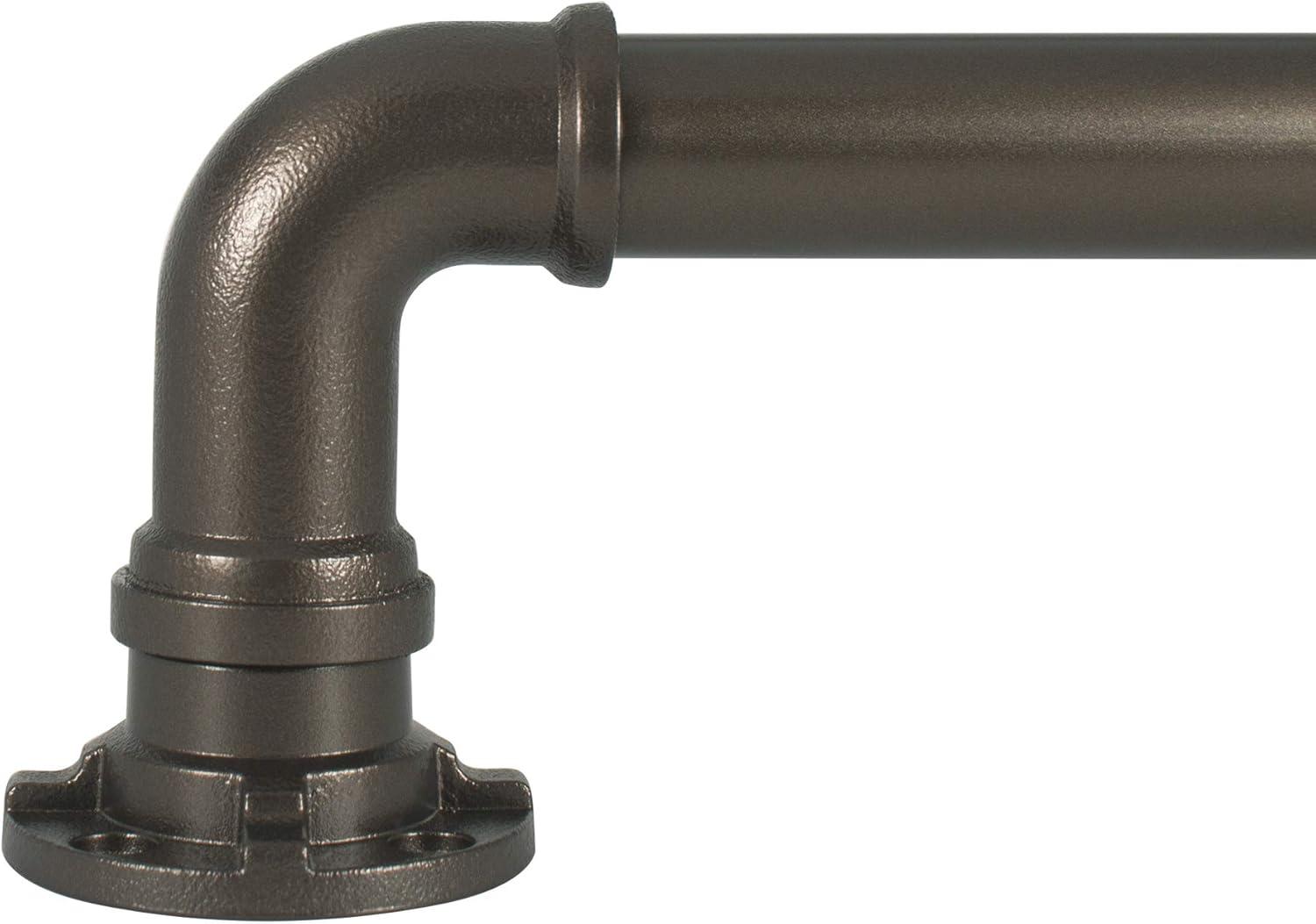 Industrial Dark Bronze Adjustable Curtain Rod Set 72-144"