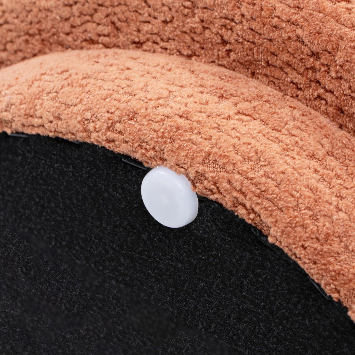 Jennifer Taylor Home Fuji 15" Mushroom Footstool Ottoman, Spice Orange Fleeced Teddy