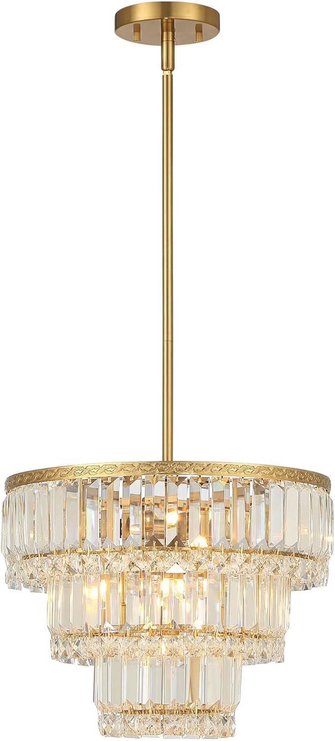 Vienna Full Spectrum Magnificence Soft Gold Chandelier 14 1/2" Wide Modern Faceted Crystal Glass 7-Light LED Fixture for Dining Room Kitchen Island