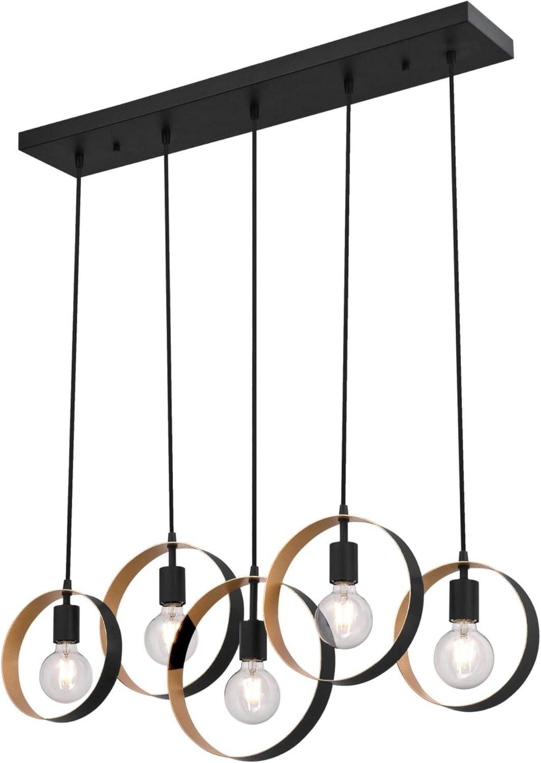 Olympus Matte Black and Textured Gold Geometric Chandelier