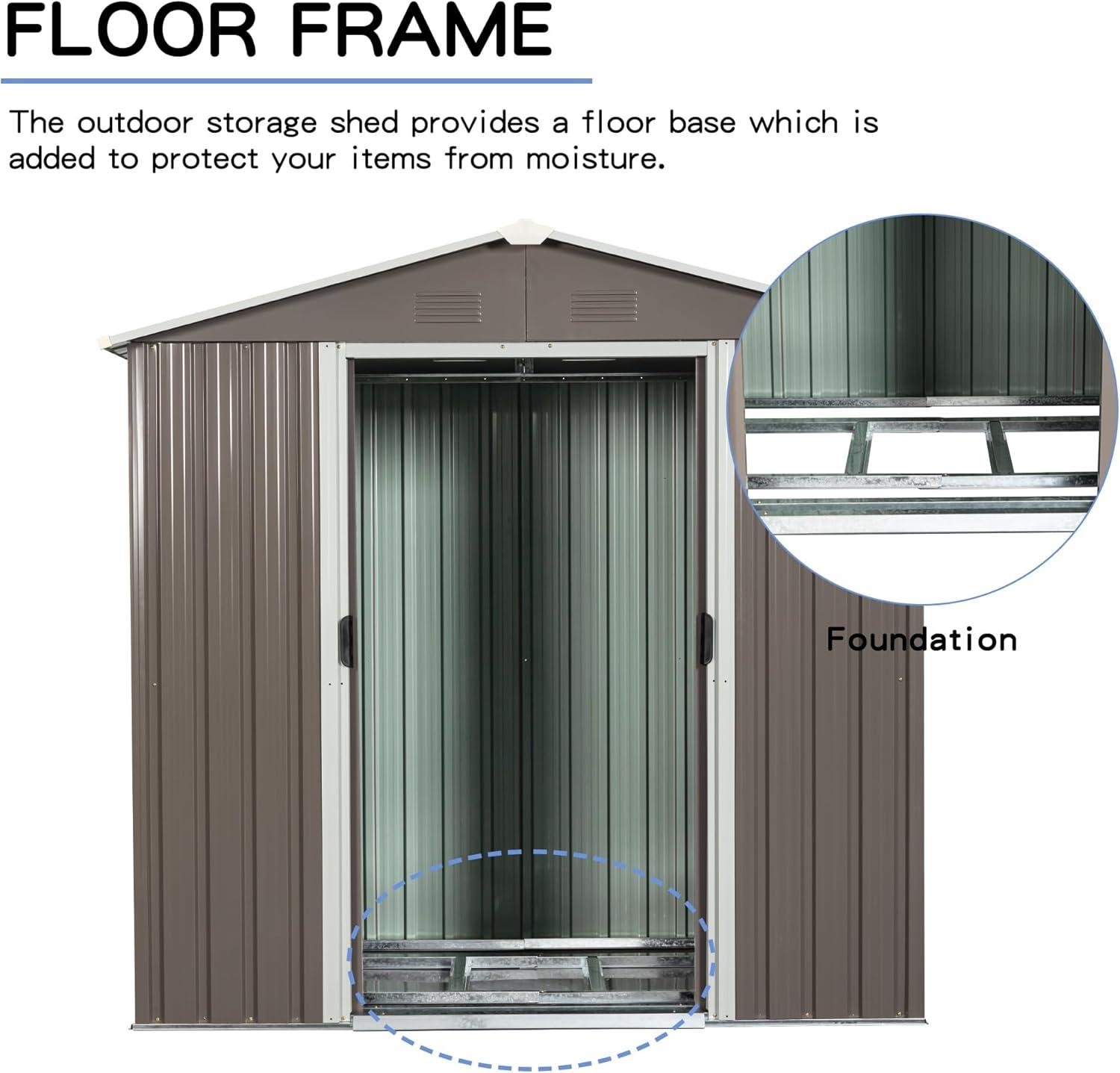 8ft x 4ft Outdoor Patio Metal Storage Shed with Vents,Sliding Doors and Padlock