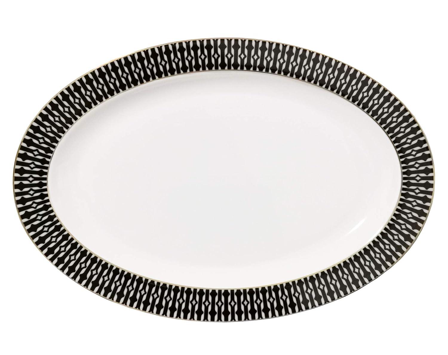 Lorren Home Trends Fiesta-57 57 Piece La Luna New Bone China Black & White Dinnerware Set, Service for 8