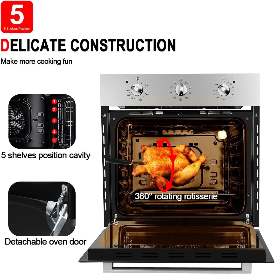 GASLAND 24" 2.3 cu. ft. Electric Single Wall Oven With 6 Cooking Functions ES606MS