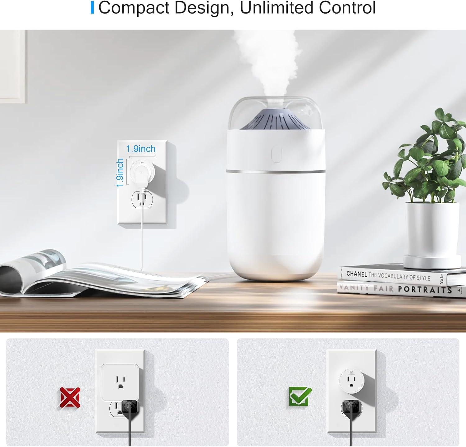 EIGHTREE Smart Plug 2025 Upgrade to 15A, Bluetooth & Wi-Fi Outlet Plug Dual Connection, Voice Control, Remote Control Outlet Timer Indoor, Smart Plugs That Work with Alexa & Google, 2.4GHz Wi-Fi Only