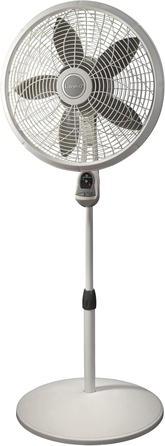 Lasko 18-Inch White Adjustable Oscillating Pedestal Fan with Remote