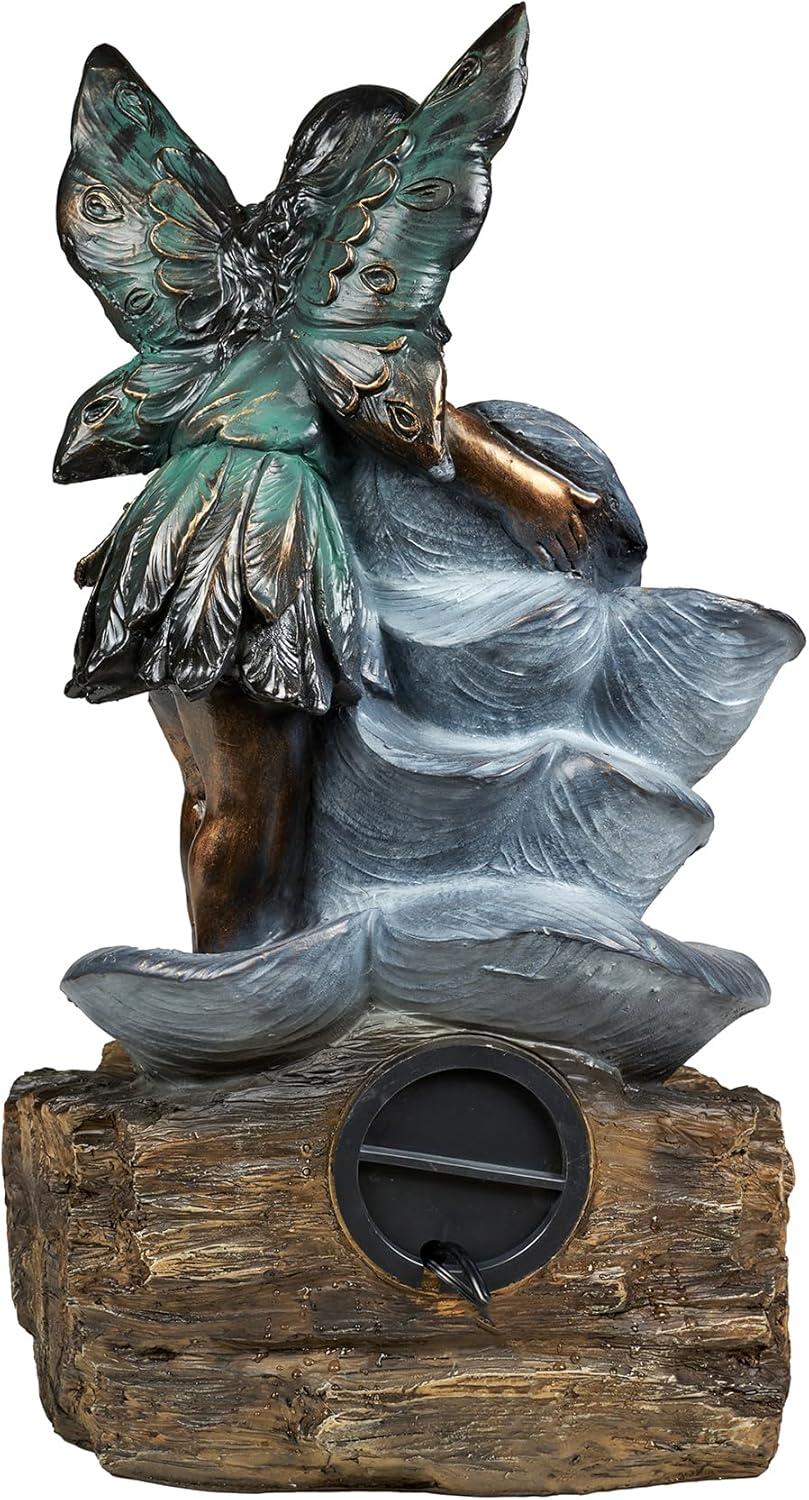 Hi-Line Gift Ltd. Contemporary Semi-Circle Tiered Fountain Outdoor with Warm White LEDS