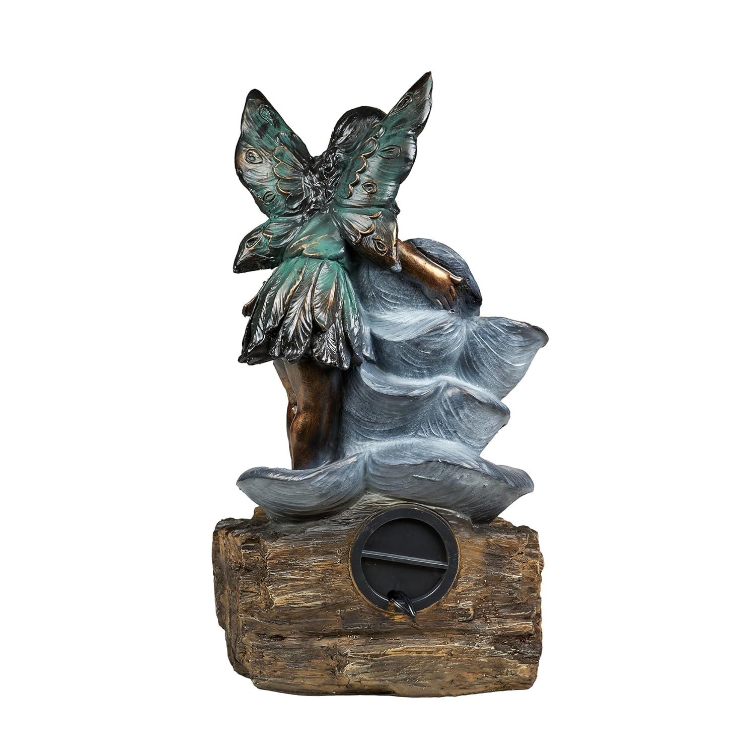 Hi-Line Gift Ltd. Contemporary Semi-Circle Tiered Fountain Outdoor with Warm White LEDS