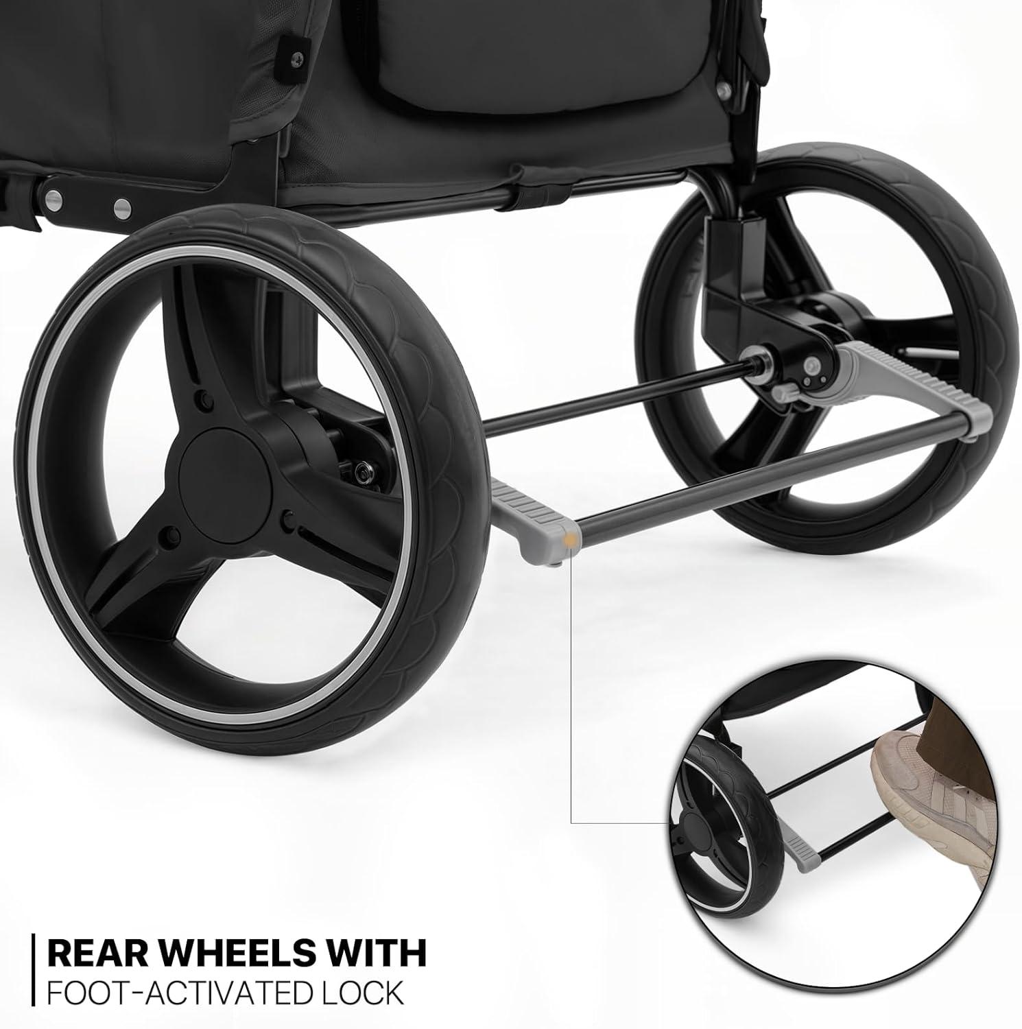 Folding 3 Wheel Pet Stroller, Foldable Dog Jogger Stroller with Adjustable Handlebar and Mesh Window