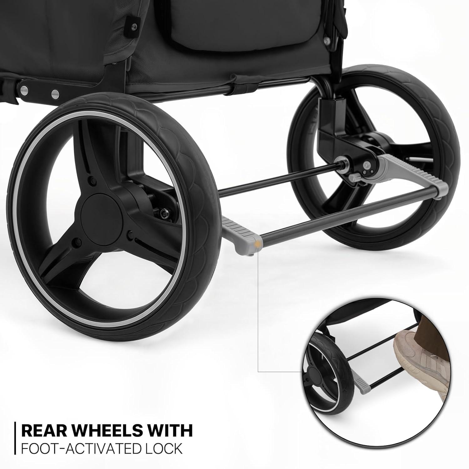 Folding 3 Wheel Pet Stroller, Foldable Dog Jogger Stroller with Adjustable Handlebar and Mesh Window