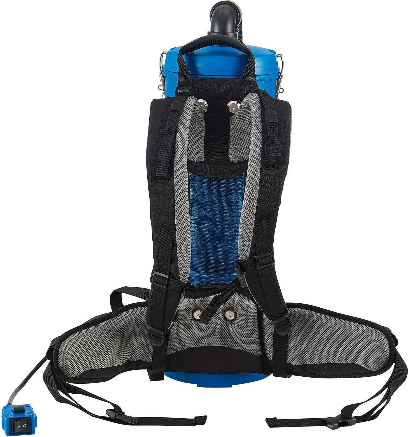 Blue HEPA Commercial Backpack Vacuum with Adjustable Harness