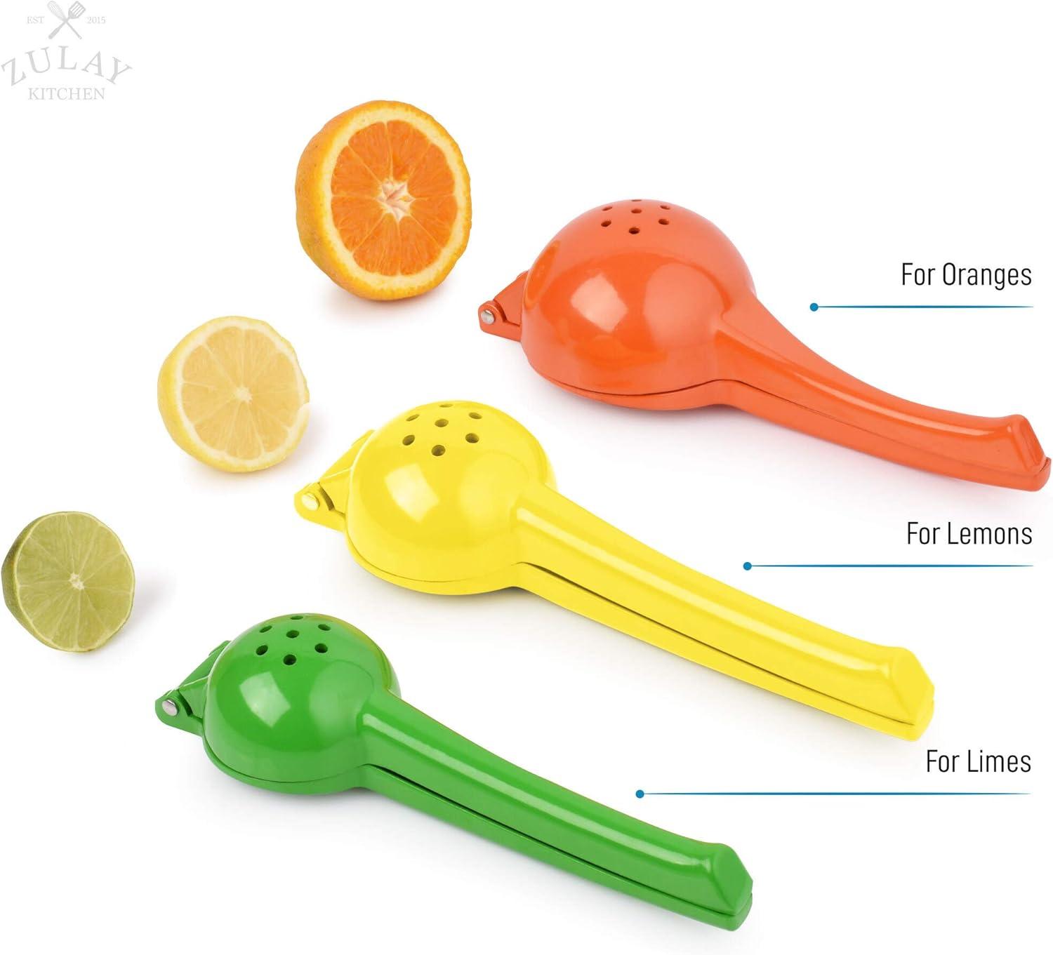 Zulay Premium Quality Metal Lemon Squeezer, Citrus Juicer, Manual Press for Extracting the Most Juice Possible - Light Blue