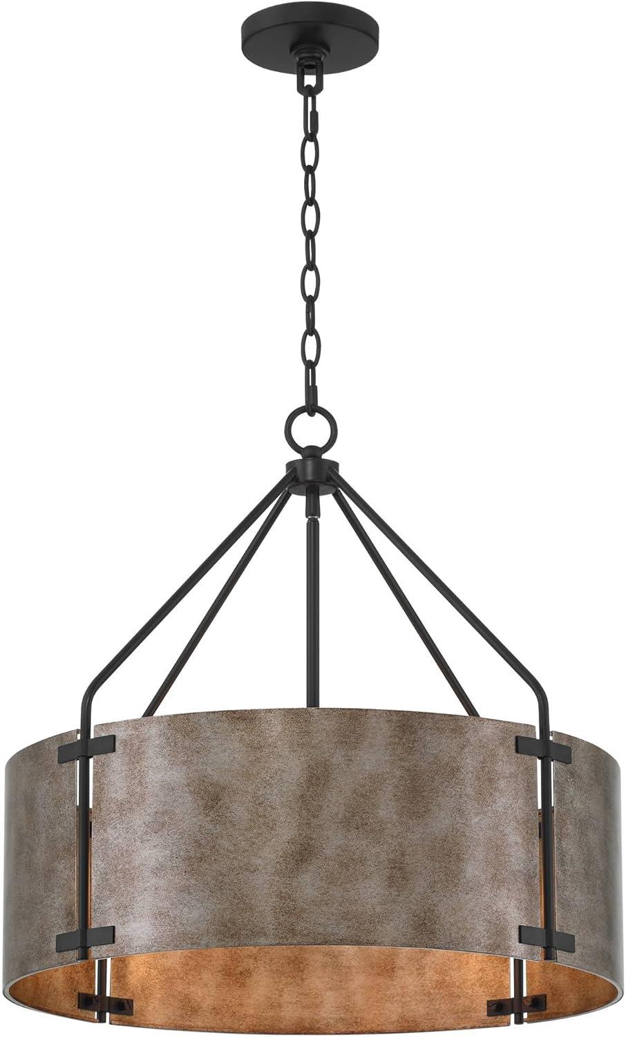 Julian 22'' Black and Silver Drum Pendant Chandelier