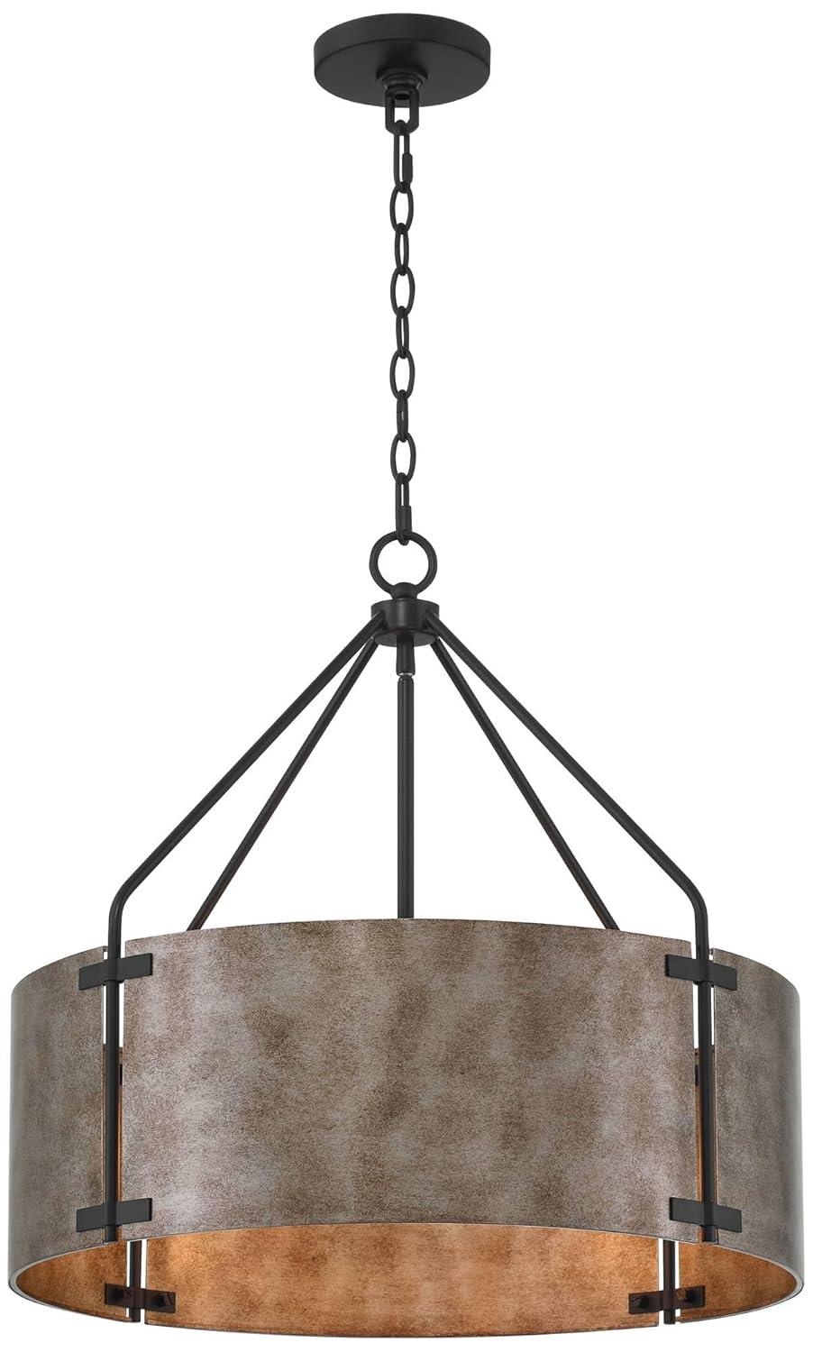Possini Euro Design Julian 22" Farmhouse Rustic Industrial Pendant Chandelier Ceiling Light Fixture Dining Room Over Table Drum Silver Finish Metal