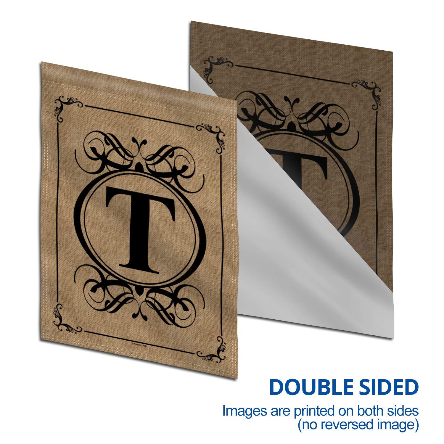 Arlmont & Co. Octaviana Classic Monogram Letter Garden Flag, Double Sided Family Last Name Initial Yard Flags - Personalized Welcome Home Decor - 18 x 12.5 Inch