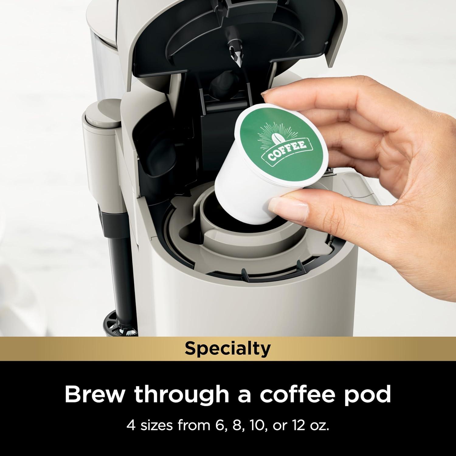 Single-serve Pods & Grounds Specialty Coffee Maker, Stone