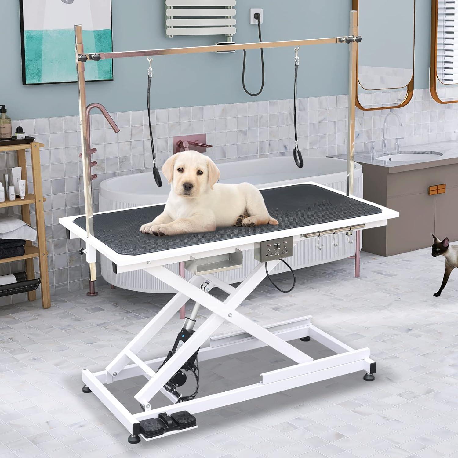 SoarFlash 36'' H x 49.6'' W x 26'' D Metal Adjustable Dog Electric Grooming Table
