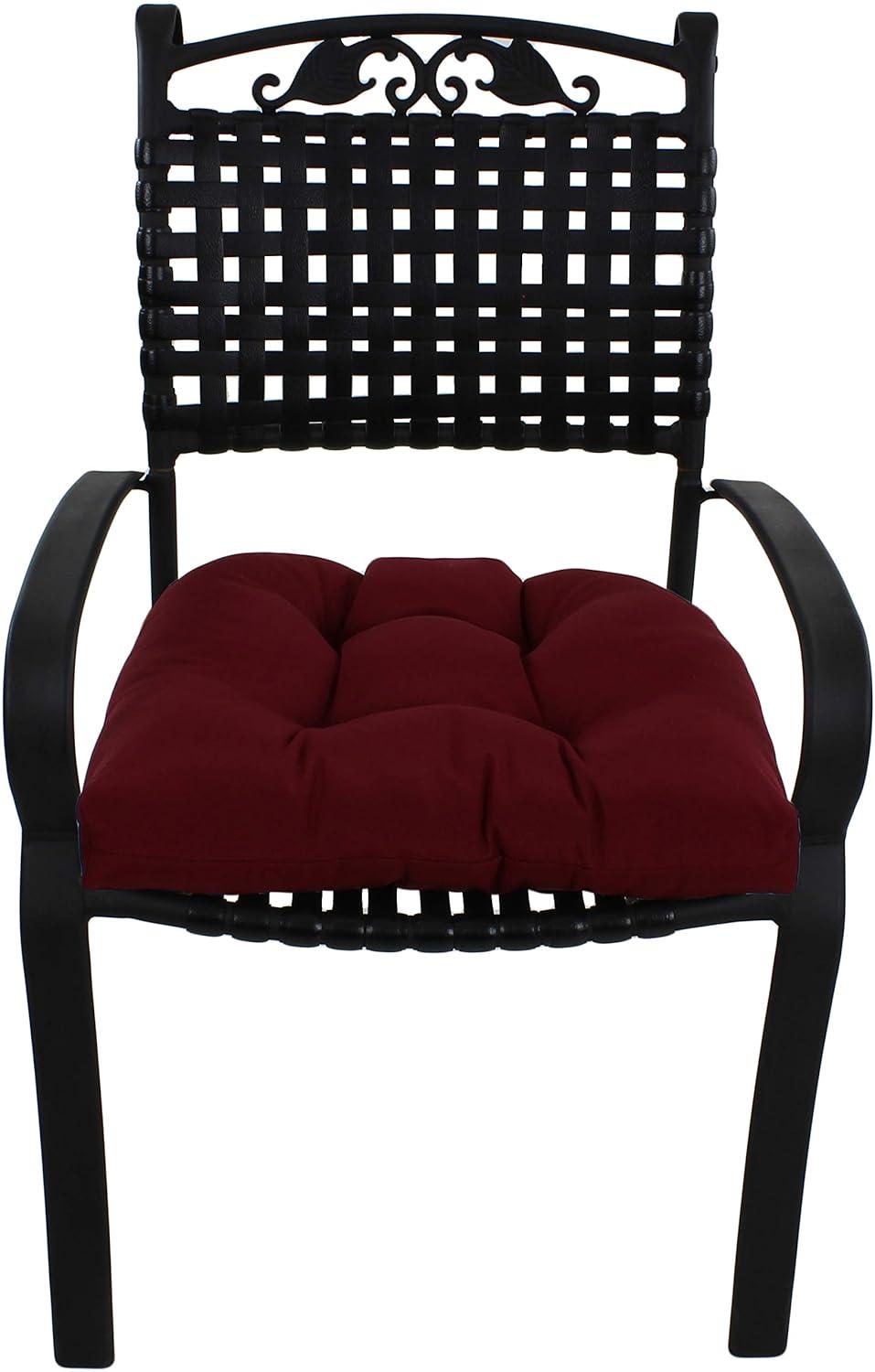 Everything Comfy Burgundy Indoor / Outdoor Seat Cushion Patio D Cushion 20" x 20", 2 Tie Backs