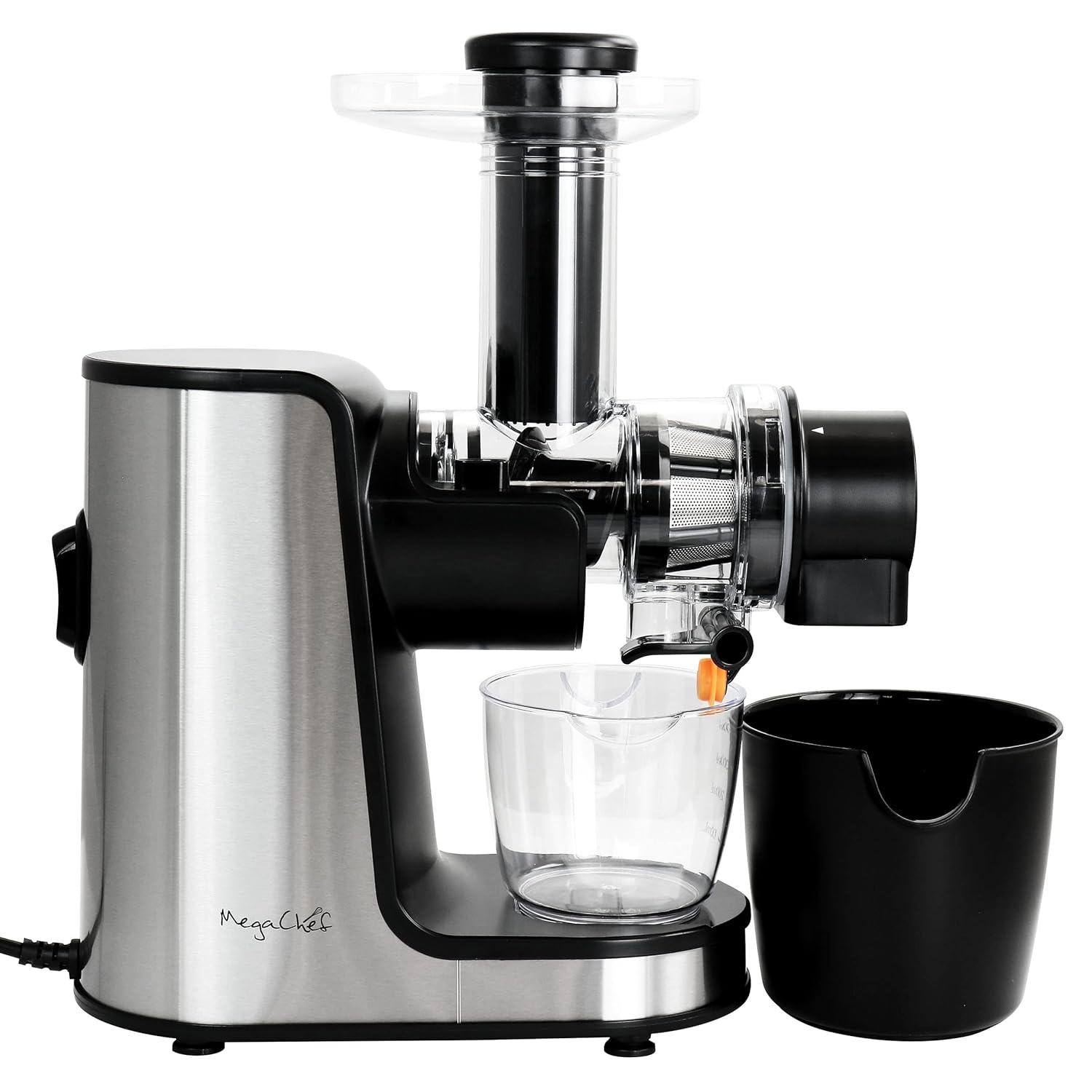 MegaChef MegaChef 150 Watt 2 Speed Stainless Steel Electric Slow Masticating & Cold Press Juicer