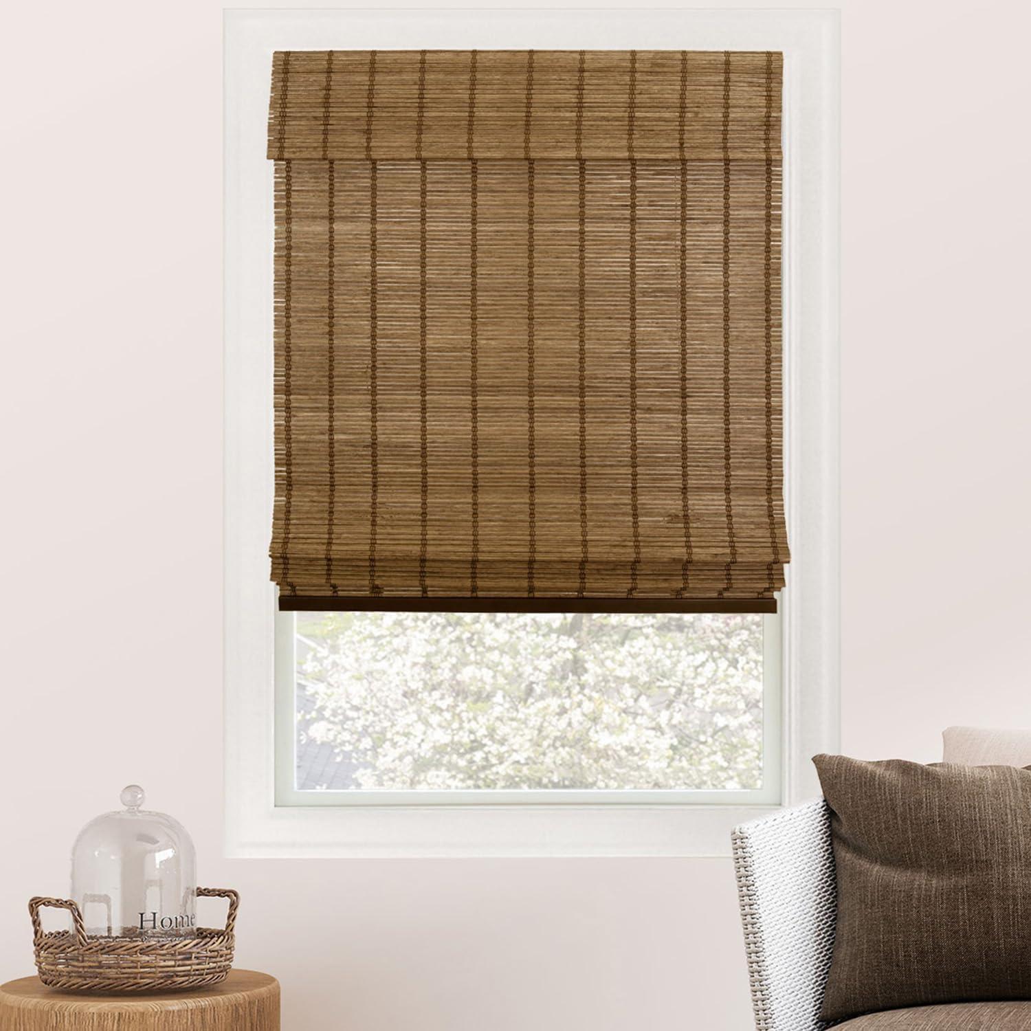 Chicology Cordless Light Filtering Bamboo Roman Window Shades, Elk 34"W X 64"H