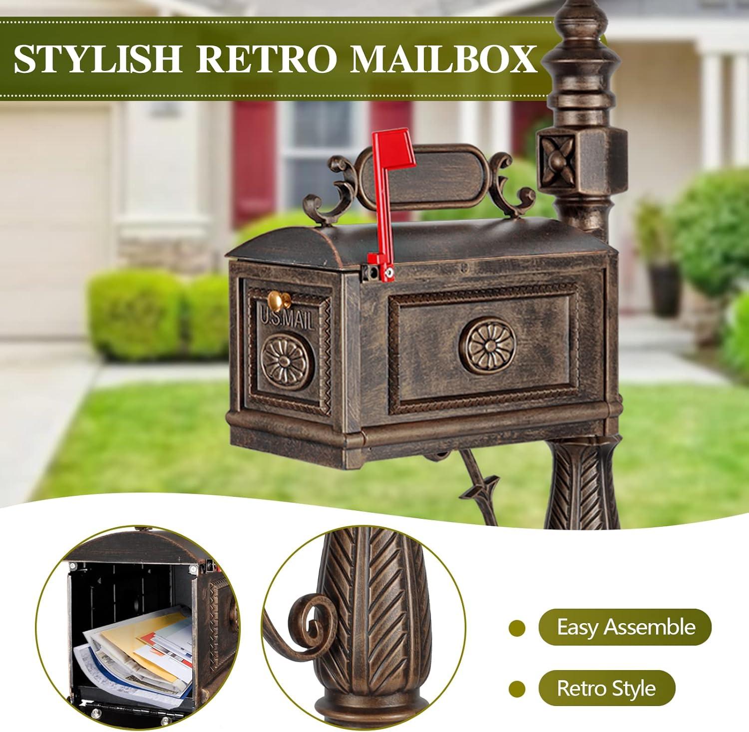 Polar Aurora Cast Aluminum Mailbox With Post Barcelona Decorative Modern Mail Box For Outside