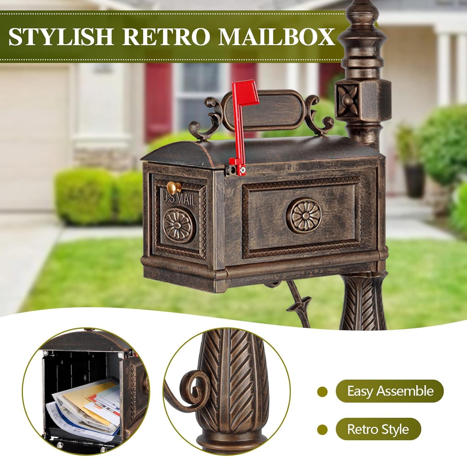 Polar Aurora Cast Aluminum Mailbox With Post Barcelona Decorative Modern Mail Box For Outside