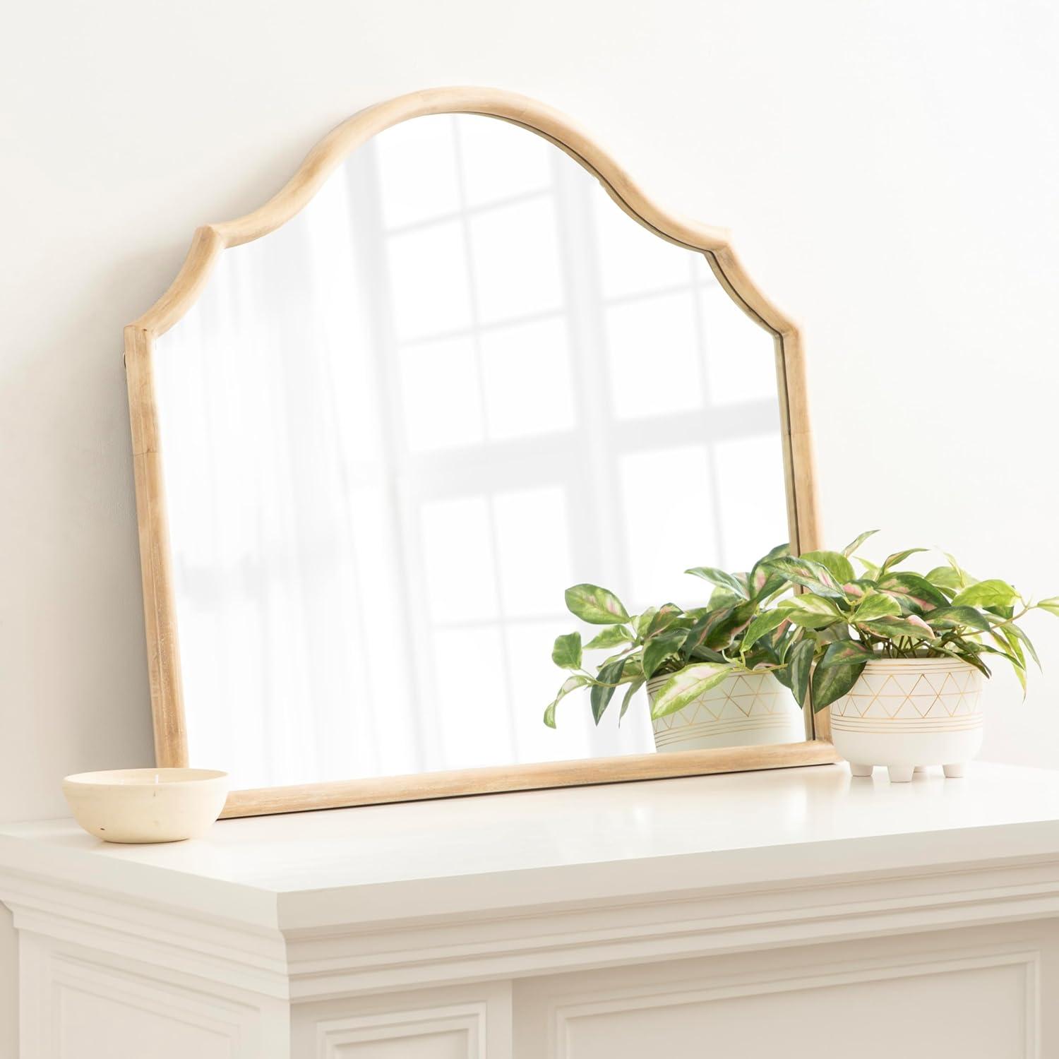 Kate & Laurel All Things Decor 32"x28" Leanna Wood Arched Mirror