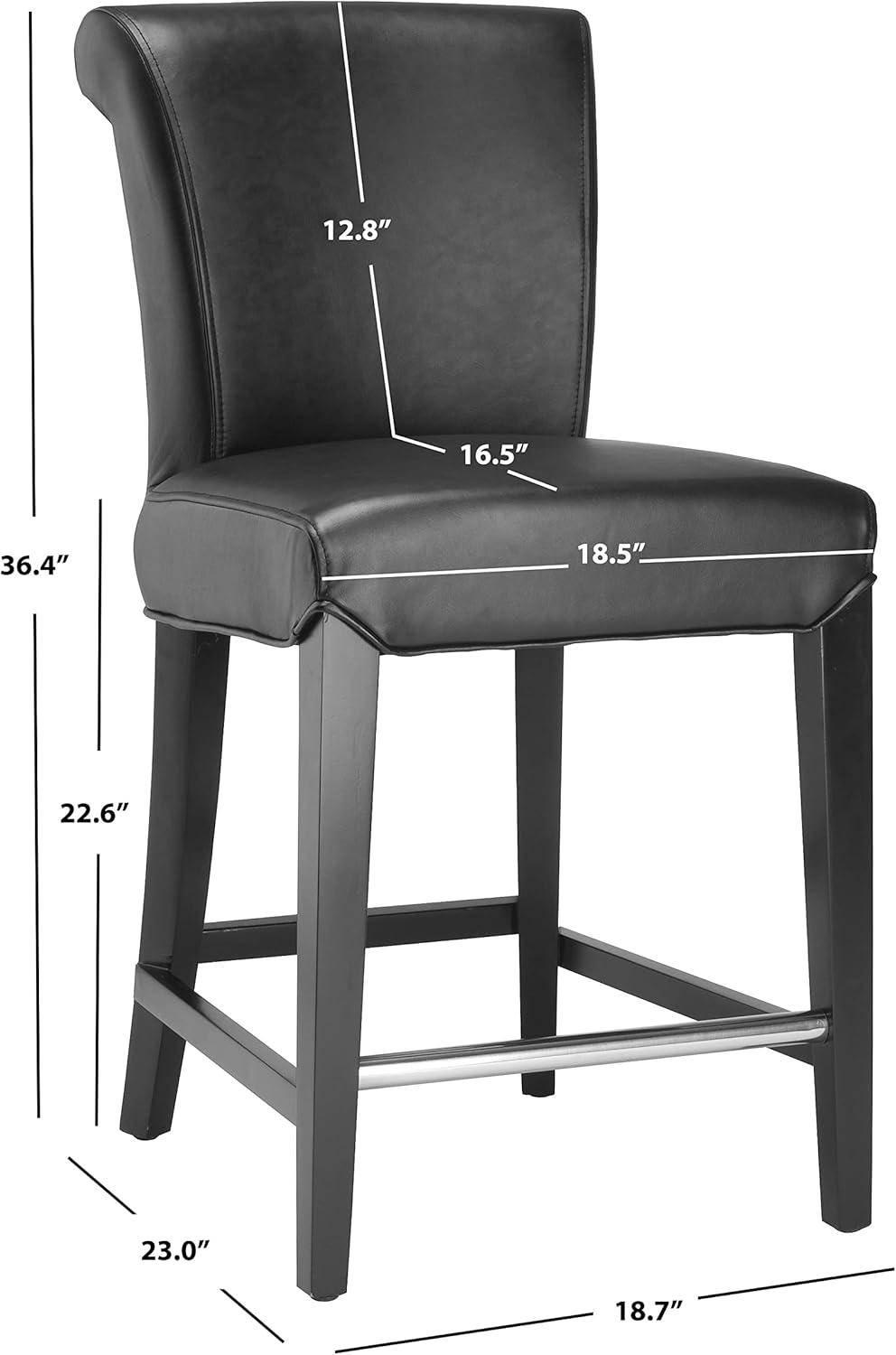 Elegant Transitional Black Leather 24" Counter Stool