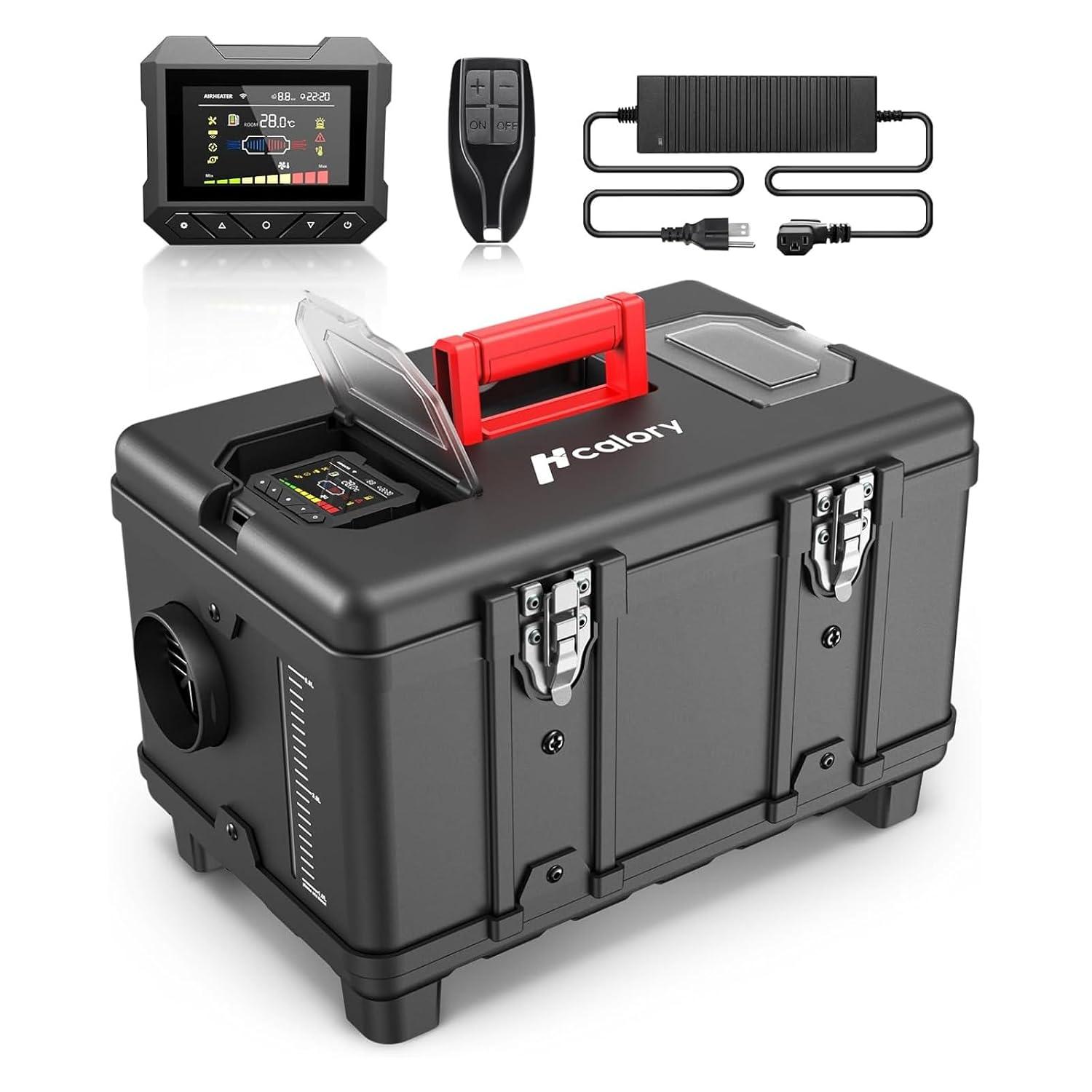 Audew Diesel Air Heater, 12V DC & 110V AC 8KW Horizontal All-In-One Portable Parking Heater with App Control, Altitude Modeand Automatic Start and Stop for RV Garage Camper Black 2025Upgraded, Black