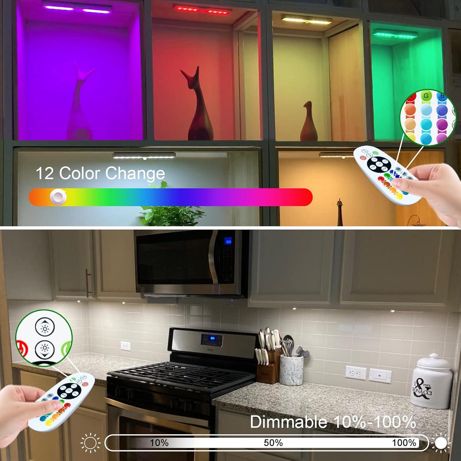 SZOKLED Under Cabinet Lights Wireless, 48-LED Under Cabinet Lighting Rechargeable, Closet Light with Timer & Dimmable, Under Counter Lights for Kitchen Shelf Pantry Desk (4 Packs)