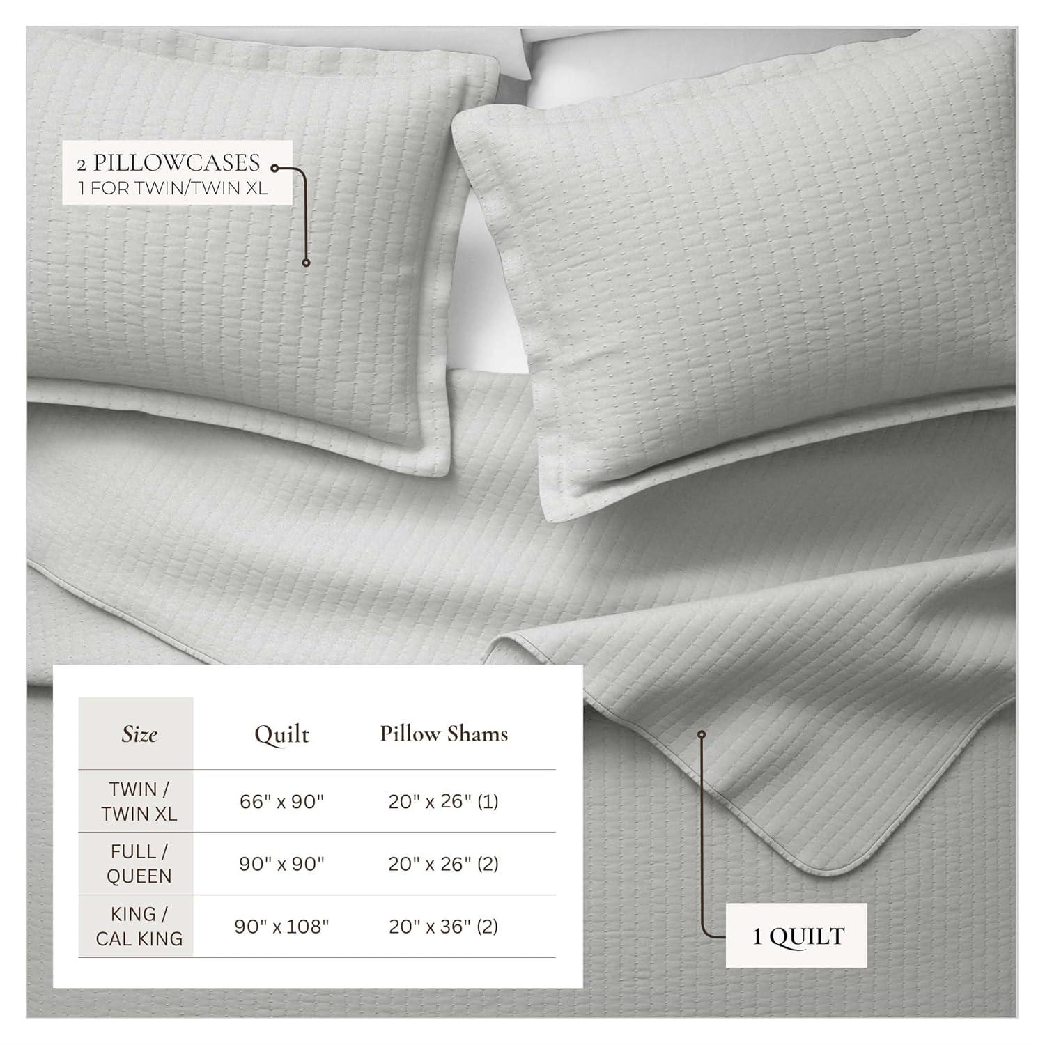 FreshFolds Solid Stitched Microfiber Quilt Set with Shams