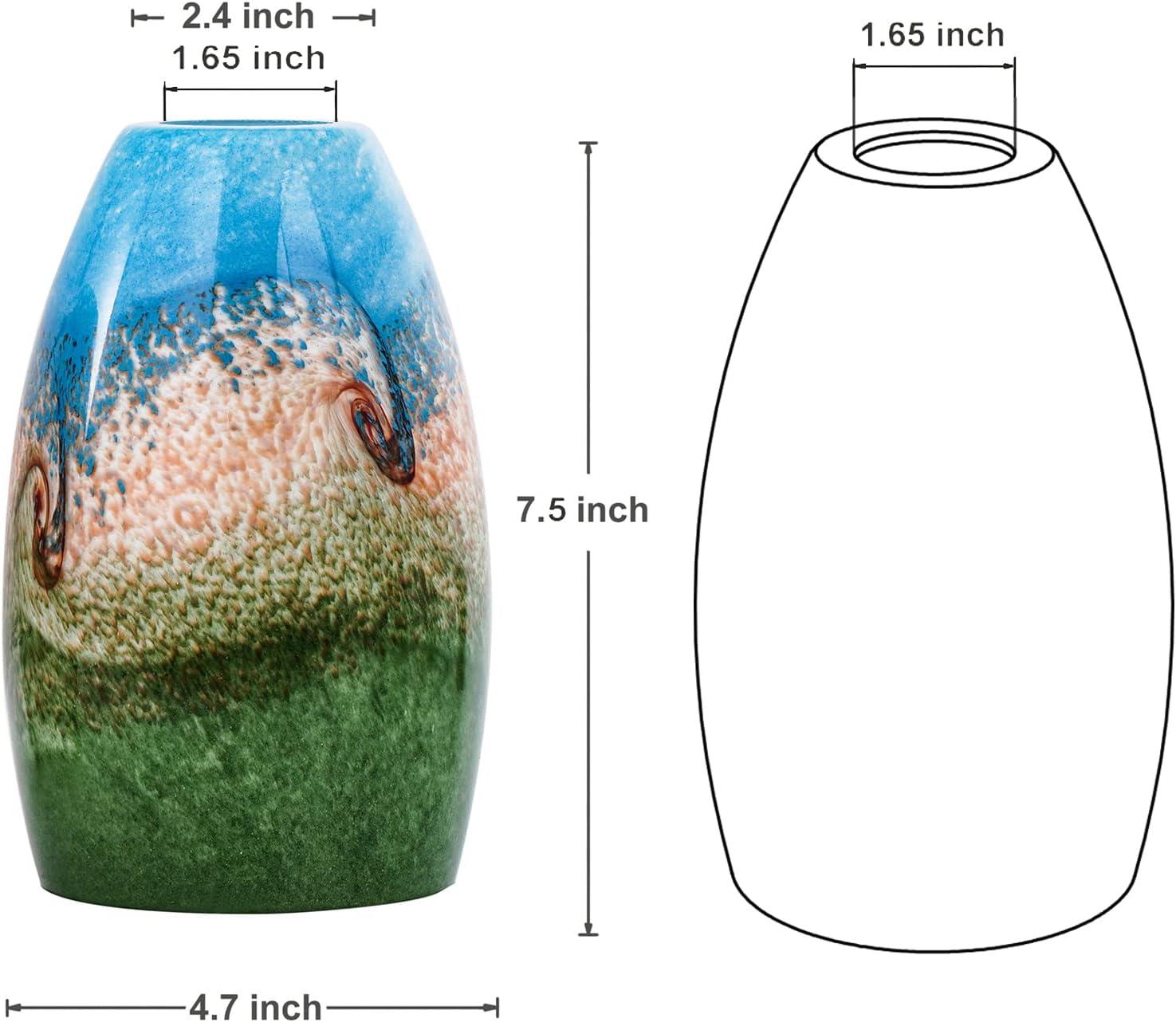 Oval Glass Lamp Shade Only Art Glass Lamp Covers Light Fixture Replacement for Kitchen Island Mini pendant Ceiling Lights Chandelier Hand Blown Glass Shade Replacement (Brown and Blue）