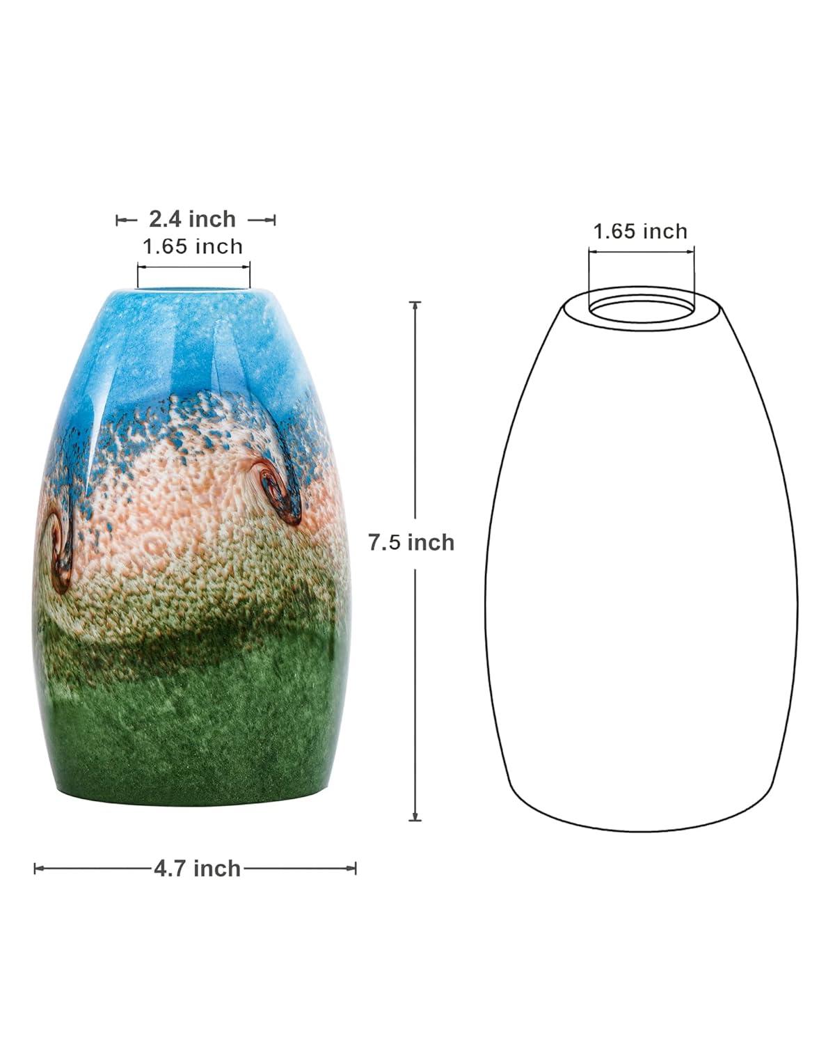 Oval Glass Lamp Shade Only Art Glass Lamp Covers Light Fixture Replacement for Kitchen Island Mini pendant Ceiling Lights Chandelier Hand Blown Glass Shade Replacement (Brown and Blue）