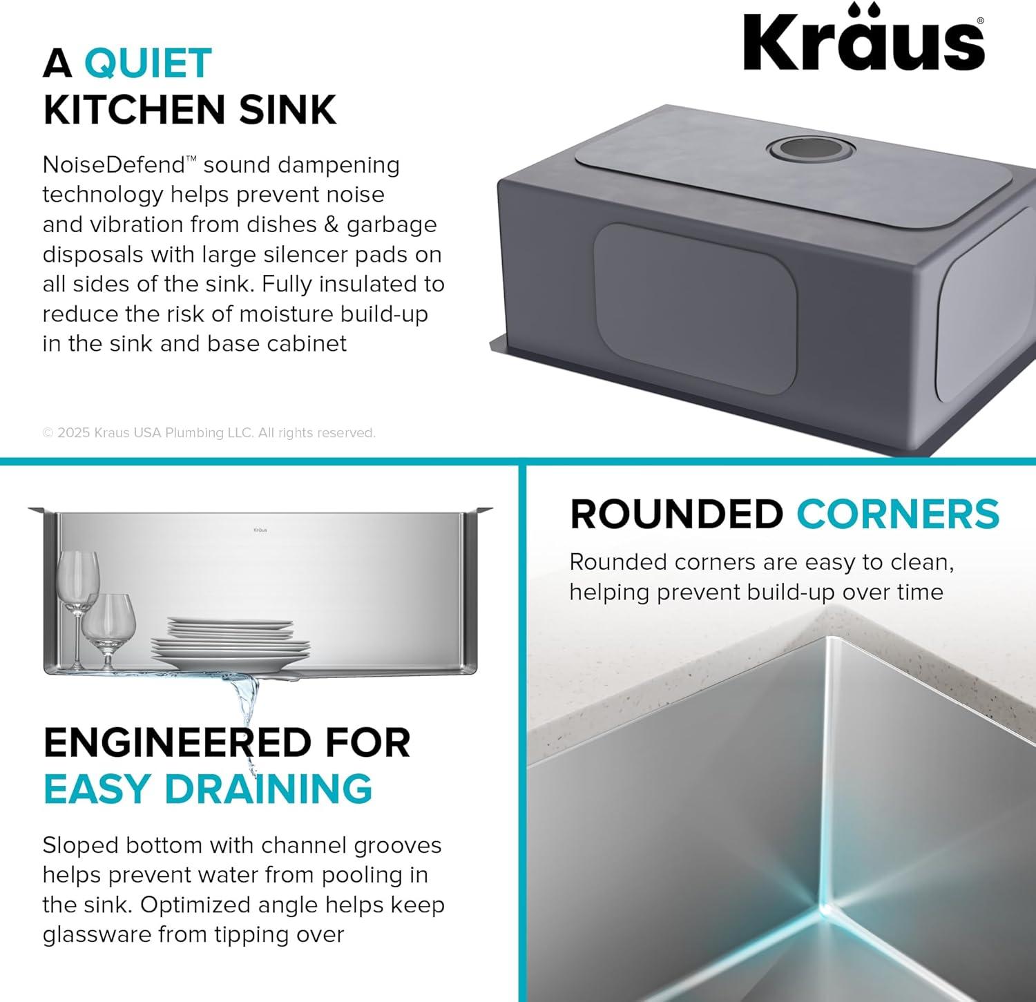 KRAUS Standart PRO™ Undermount 16 Gauge Stainless Steel Kitchen Sink