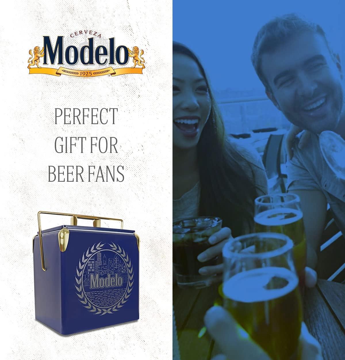 Koolatron Modelo Retro Ice Chest Cooler with Bottle Opener 13L (14 qt), Blue and Gold