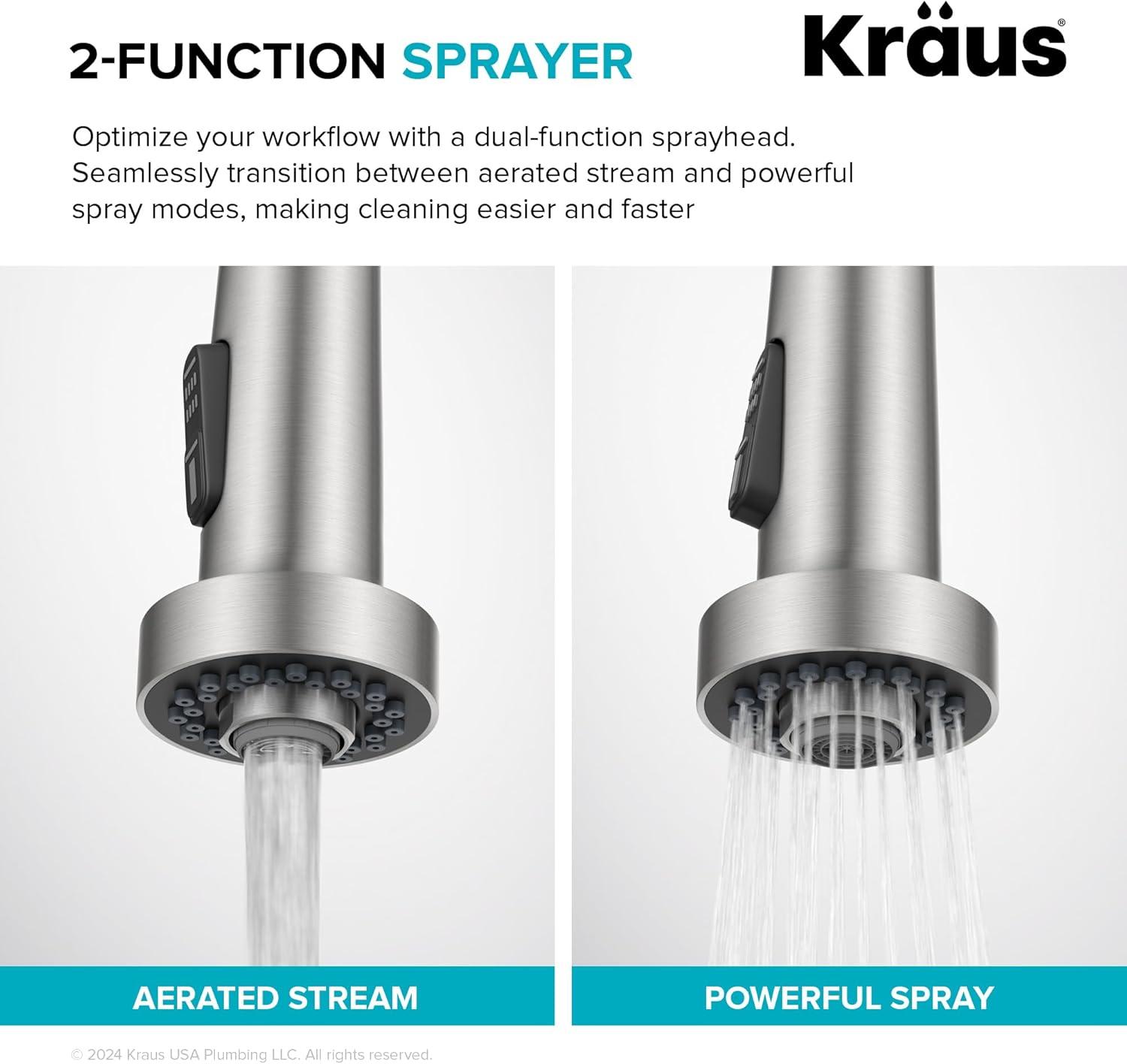 KRAUS Bolden 2-Function Single Handle Pull Down Kitchen Faucet