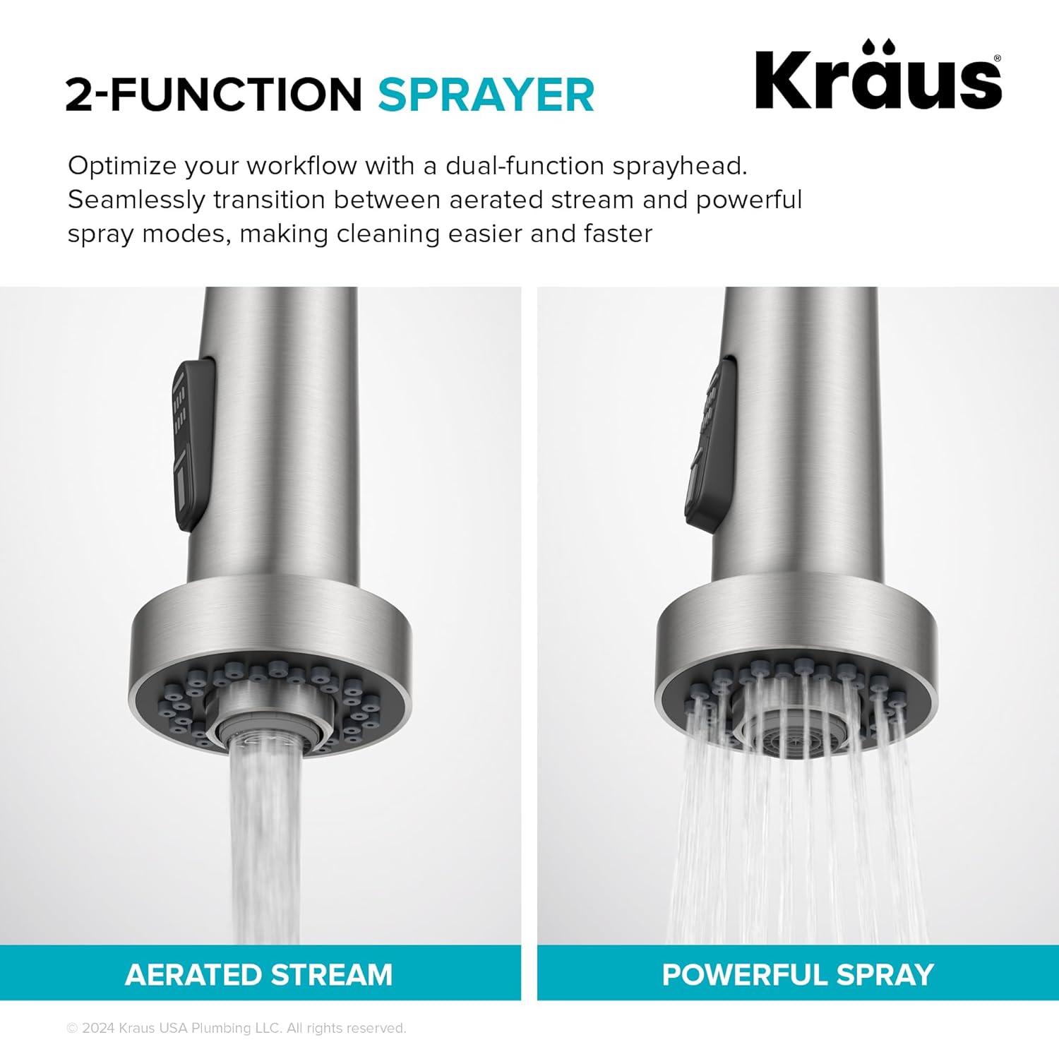 KRAUS Bolden 2-Function Single Handle Pull Down Kitchen Faucet